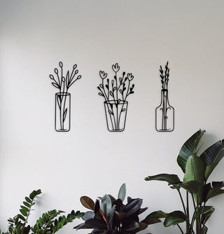 3 Piece Metal Flower Wall Art Set - Metal Signs